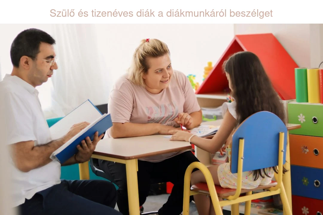 Szülő és tizenéves diák a diákmunkáról beszélget